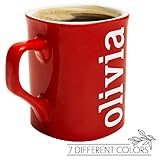 Personalized Coffee Mug - YOUR NAME OR TEXT HERE - 10 oz. Ceramic Custom Coffee Mug - FREE Laser Engraving - Personalized Ceramic Cups - N6