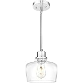 Emak Brushed Nickel Pendant Lights, Modern 8 Inch Clear Glass Pendant Light Fixtures for Kitchen, Bathroom, Bedroom, Dining R