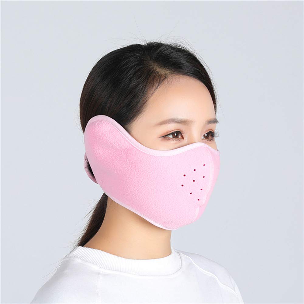 Tweal Winter Cold-proof Mask,Winter Half Face Mask Face Warmer Cold-Proof Cycling Mask With Earflap and Hole for Outdoor Sports-Pink(Unisex Warm)