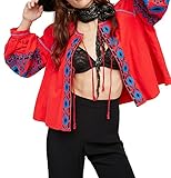 R.Vivimos Women Autumn Vintage Embroidered Short Jacket