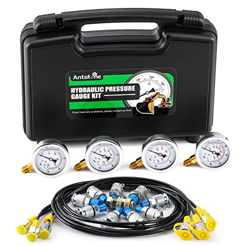 Antstone Hydraulic Pressure Gauges Kit Excavator Hydraulic Test Gauge