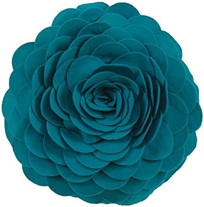 Fennco Styles Eva's Flower Garden Decorative Throw Case - 13 inch Round (Teal, 13" Case Only)