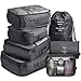 Travel Packing Cubes, VAGREEZ Lightweight Luggage Organizers Bags Set for Carry on Suitcase(Black)