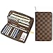 Miracle Large Capacity Checkered Zip Around Travel Wallet and Phone Clutch - RFID Blocking with Card Holder Organizer for Men Women (Brown)