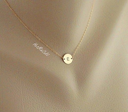 Monogram Necklace, GOLD Initial Disc Charm Necklace, Birthday, Bridesmaid Gifts, Mother's Jewelry, Child, Family, Personalized Jewelry
