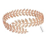 MANZHEN Fashion Adjustable Leaf Cuff Bangle Infinity Gold-tone Upper Arm Cuff Bracelet (Rose Gold)