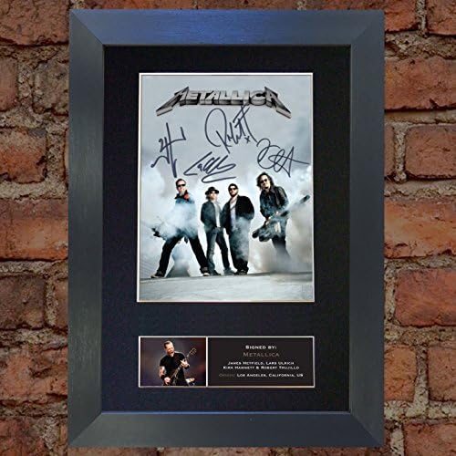 METALLICA Signed Autograph Mounted Photo Reproduction A4 Print no470 (Black frame)