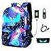 FLYMEI Galaxy Backpack, Anime Luminous Backpack with USB Port, Lightweight Travel Backpack for Boys/Girls, 15.4 Inch Laptop Bag for Work