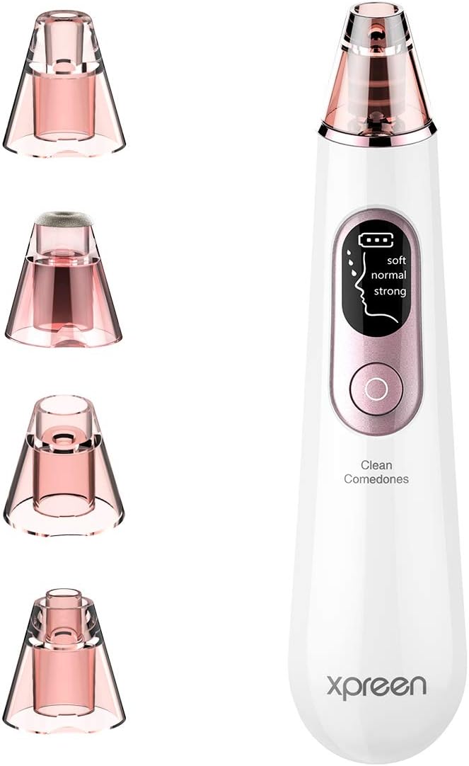 Blackhead Remover Vacuum, Facial Pore Cleaner Strong Suction Rechargeable Electric Comedone Extractor Device with LED Screen & 4 Probes & 3 Modes for Women and Men
