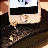 Bthdhk(TM) Love Pearl Diamond Pendant Pentagram Anti Dust Dock Ear Plug +Pink Love Home Button for Iphone 6S /6S Plus,iphone 6 6Plus,iphone 5S/SE,ipad Mini Ipad Air 2,ipod Touch 5