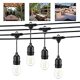 Openuye 24Ft LED String Light Linkable Outdoor Decorative S14 Strand Lights with 12 Hanging Sockets for Wedding Patio Garden Porch Party Backyard Deck Yard