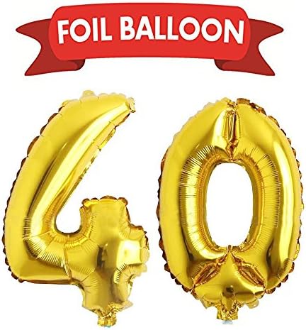 40th birthday party supplies 40th Gold Number Balloons foil helium balloons,birthday decorations 40th anniversary gifts. (40inch gold number 40)