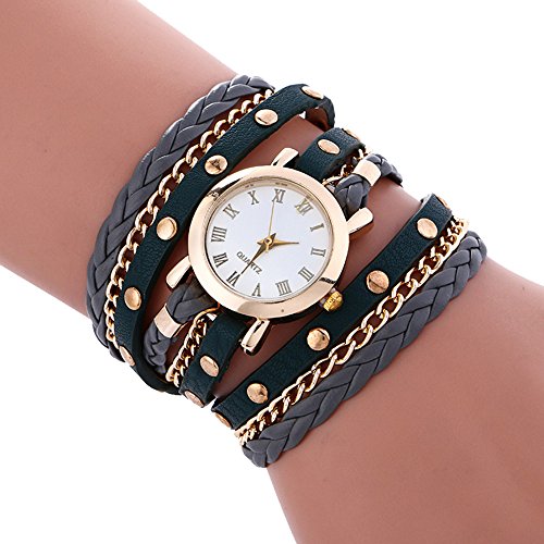 COOKI Womens Bracelet Watches Clearance Ladies Watches Leather Female  Watches on Sale Cheap Watches-Q8 (Gray)
