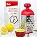 Guteküchen Multipurpose Stainless Steel Box Grater, Slicer And Zester, 6-sided Kitchen Tool With Easy Grip Red Handle And Non-slip Silicone Base For Stability, For Home Kitchen And Professional Use