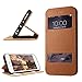 iPhone 6 Plus Case Cover, Labato Leather Stand Case Magnetic with Fold Stand and Window Open Case and 100% Handmade Folio Flip Case for Apple iPhone 6 Plus 5.5'', Brown Color Lbt-I6L-07L21