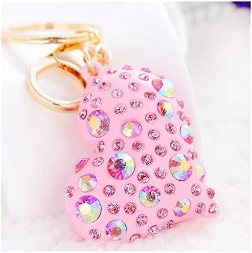 Casualfashion Charming Women's Rhinestone Heart Shape Key Chain Car Handbag Purse Pendant (Pink)
