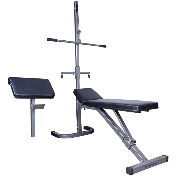 ScSPORTS Weight Bench with Preacher Curl & Training Bench Lat Pulldown