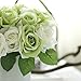 CQURE Artificial Flowers, Fake Flowers Silk Artificial Roses 9 Heads Bridal Wedding Bouquet for Home Garden Party Wedding Decoration (Green White)