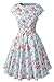 Chicanary Women's Cap Sleeve Vintage Tea Dress with Belt Green Large