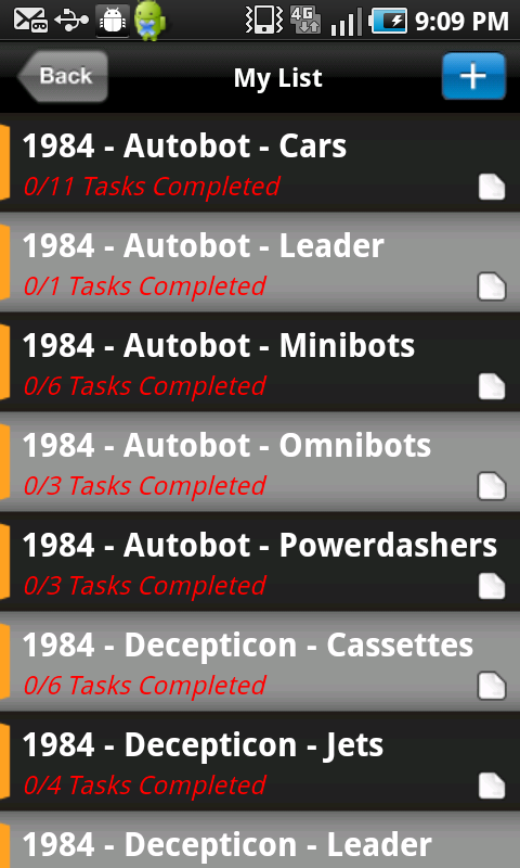 Transformers G1 Collectors Checklist