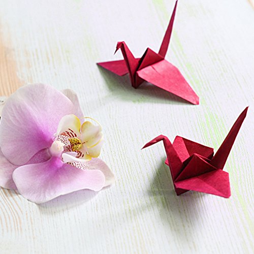 Hangnuo 100 PCS Origami Paper Cranes Red, Folded DIY Japanese Crane Mobile String Garland for Wedding Party Backdrop Home Decoration - Thumbnail 2