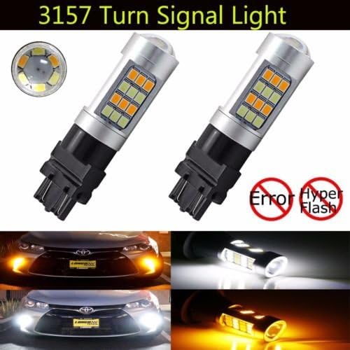 2X 3157 Super Bright 980Lums White/Amber Switchback 2835 42-SMD Chipsets LED Bulbs For Turn Signal Light