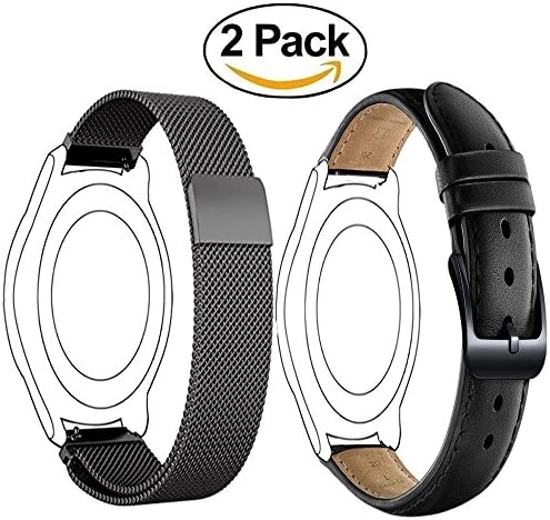 For Samsung Gear S2 Classic SM-R732/R735,HuaWei Watch 2 Sport Version,Omter Smart Watch replacement leatcher,Milanese Loop Stainless Steel Bracelet Band Strap (leather milance Black)