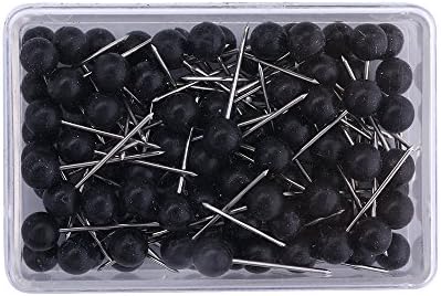 1/8 Inch Map Tacks, Push Pins, Plastic Round Head, Steel Point,104-Count,Black