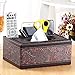 Eonyea Rectangular Tissue Box Cover, ultifunction PU Leather Pen Pencil Remote Control Tissue Box Cover Holder Desk Storage Box Container for Home and Office Use (Brown 2)