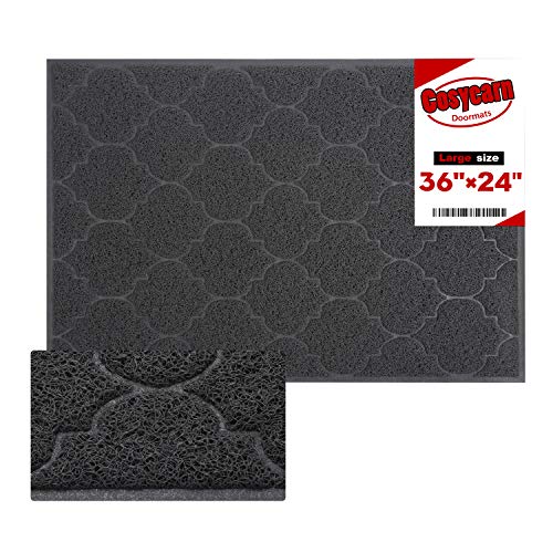 Front Door Mat,Inside or Outside Entryway Front Door Welcome Mat,Large Size 36x24 Inches Boot Scraper,Easy to Clean,Phthalate and BPA Free,Waterproof,Non Slip,Durable,Catches Dust and Snow. (Black)