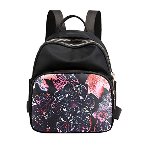 Excursion Sports Small Zipper Backpack for Women, Girls Floral Waterproof Student Shoulder Bag, Lightweight Street Travel Camping Satchel Schoolbag Daypacks