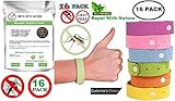 Mosquito Repellent Bracelet, Insect Repellant 16 Pack for Kids & Adults Organic Citronella Bands Wrist Ankle Natural Product, Anti Mosquito Bracelets, Eco Friendly Resealable, Bug Bands 9.5 inches