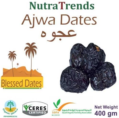 Ajwa dates premium quality vacumed packed for long life natural Remedy (400 Gram)
