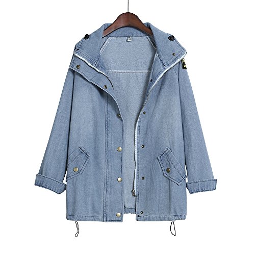 Sttech1 Women Winter Warm Collar Hooded Denim Trench Coat Jacket Parka Outwear M-4XL