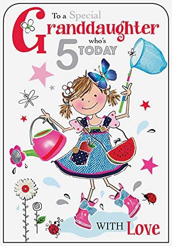 Granddaughter 5th Birthday Card, black|red|grey|white, 229x 157mm