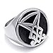 ELFASIO Stainless Steel Rings for Men Sigil of Lucifer Seal of Satan Baphomet Jewelry Size 7