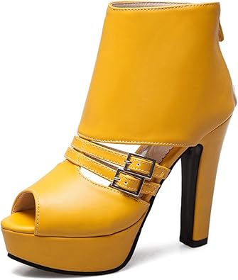 yellow kitten heel boots