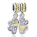 CharmSStory Mom Daughter Heart Love Dangle Charm Beads For Snake Chain Bracelet (Purple)