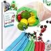 Reusable Produce Bags, 15PCS -12 Washable Mesh Bag, 2 Mini Bag, 1 Metal Straw, with Eco Friendly Toy Fruit Vegetable Produce Bags with Drawstrings for Home Shopping Grocery - 3 Various Sizes