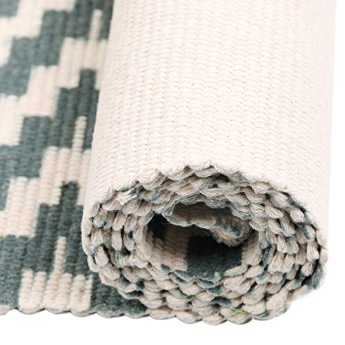 Pauwer Cotton Area Rug Set 2 Piece Washable Printed Cotton Rugs with Tassel Hand Woven Fringe