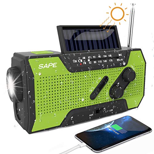 Solar Radio, Kurbelradio AM/FM Wiederaufladbare Dynamo Radio Wasserdicht LED Dynamo Lampe Powerbank f¨¹r Wandern,Camping…