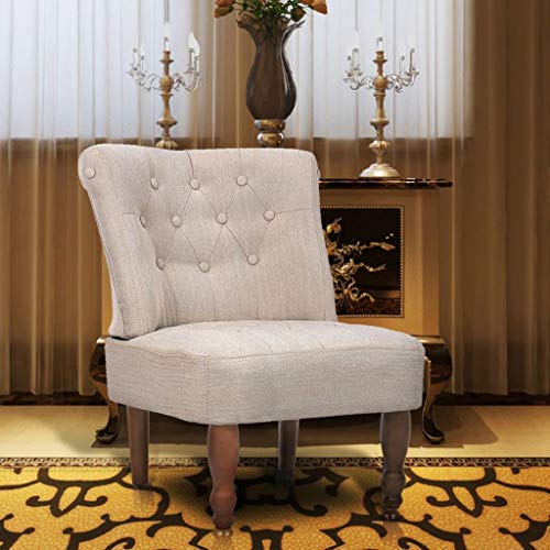 Unfade Memory French Chair Modern Accent Slipper Chairs for Living Room, Bedroom Fabric (Cream)