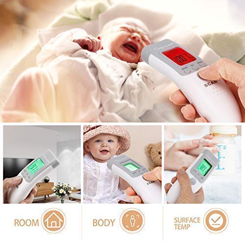 Berrcom Digital Non Contact Infrared Forehead Thermometer - 3-Modes Body/Surface/Room Temperature Reading Device – Baby Thermometer - LCD Display Infrared Thermometer - CE and FDA Approved