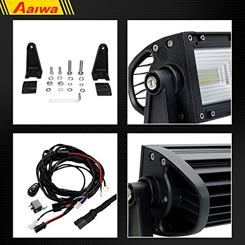 AAIWA LED Light Bar, Curved LED Bar, 42Inch 540W Triple Row Spot Flood Combo Beam Off Road Lights, 2PCS 18W Light Pods, DT Wiring Harness, Driving Light for Jeep Truck Boat - Thumbnail 3