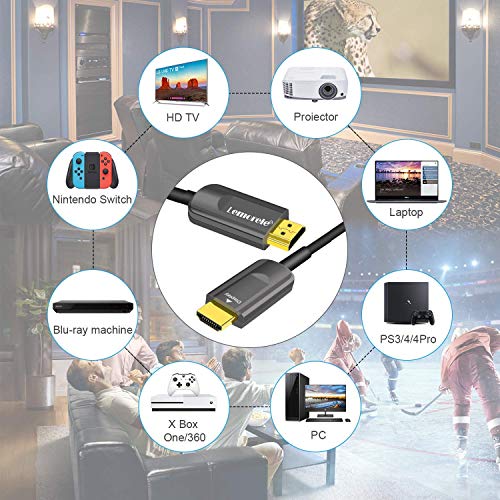 Lemorel 8K Optical HDMI Cable 60ft 8K@120Hz，Fiber Optic HDMI Cable 60Hz Ultra High Speed 24Gbps Supports 8K RGB4:4:4 3D ARC for Roku TV Box, Xbox One X, PS4,Nintendo Switch (20m/60ft) - Thumbnail 6