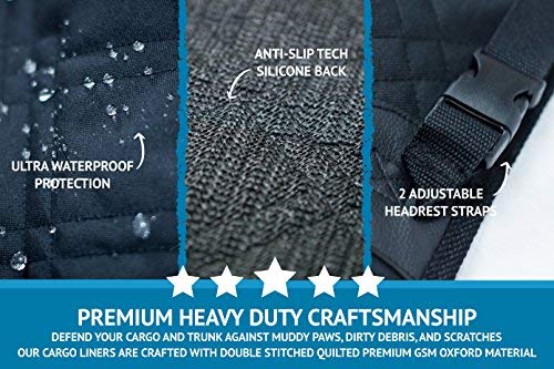 Bulldogology Premium Cargo Liner Cover for Dogs - Heavy Duty Durable Quality for SUVs and Cars - Waterproof, Non-Slip, Adjustable Straps, and Machine Washable (Large, Universal Fit)