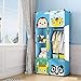 MAGINELS Children Wardrobe Kid Dresser Cute Baby Portable Closet Bedroom Armoire Clothes Hanging Storage Rack Cube Organizer(Blue, 6 Cube & 1 Rod)
