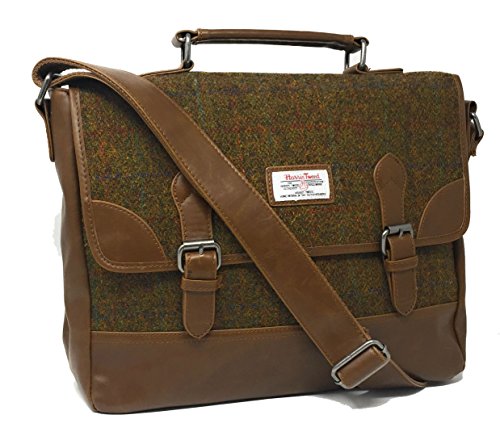 Ladies or Gents Genuine Harris Tweed Satchel Briefcase in Choice of Colour (Tan)