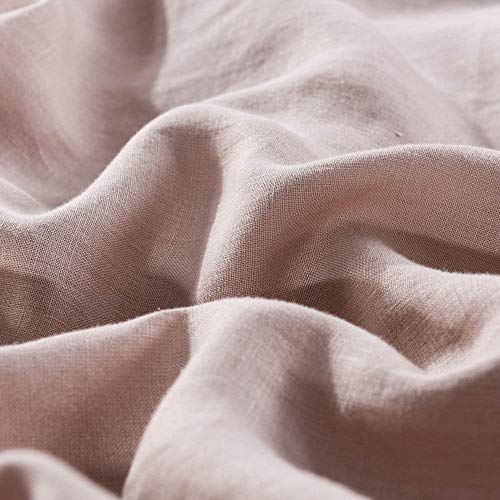 meadow park Stone Washed French Linen Duvet Cover Set 3 Pieces - Super Soft, King Size - 104 inches x 94 inches -Shams 20 inches x 36 inches, Basic Style, Blush Color