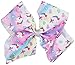JoJo Bows Signature Collection 2 x Large Hair Bows Set Pink Unicorn Pattern Best Stocking Filler Gift For Girls